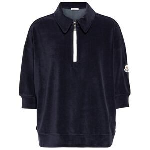 Moncler Cotton-blend terry polo shirt Navy Size L